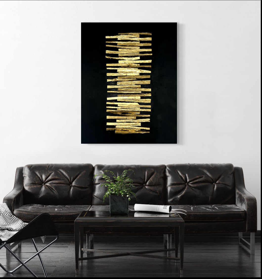 Black and Gold wood on canvas