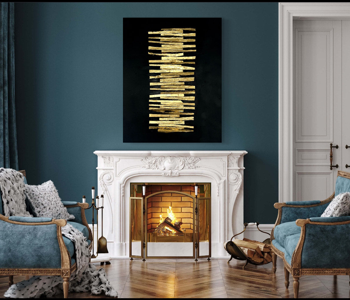 Black and Gold wood on canvas
