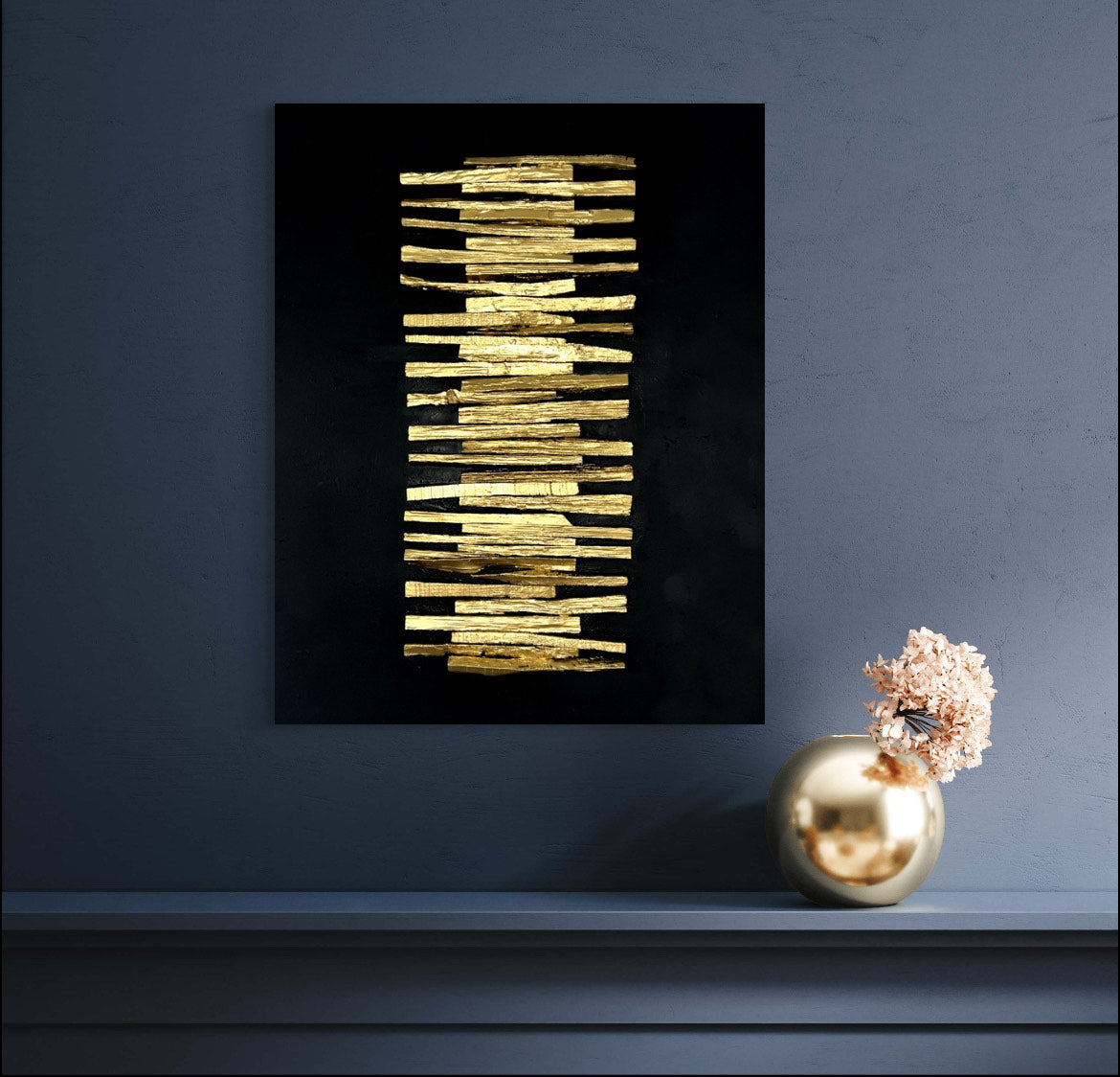 Black and Gold wood on canvas