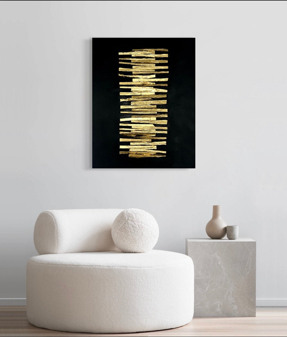Black and Gold wood on canvas