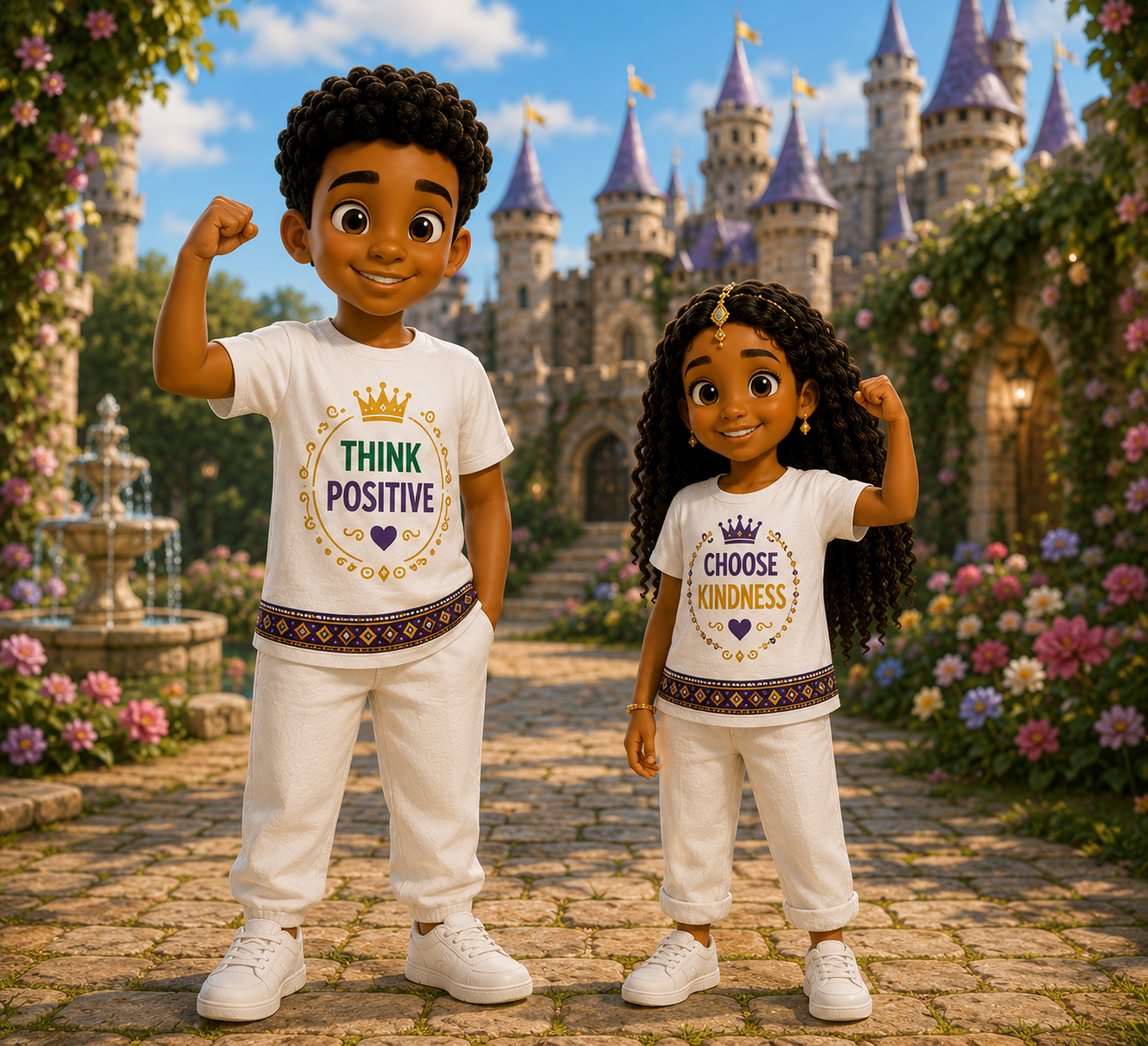 Think Positive, Choose Kindness™ T-Shirts
Inspired by The Daily Adventures of King Yosef & Queen Yarah